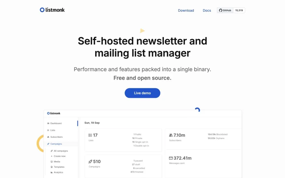 Listmonk - A powerful self-hosted solution for managing email and messaging campaigns