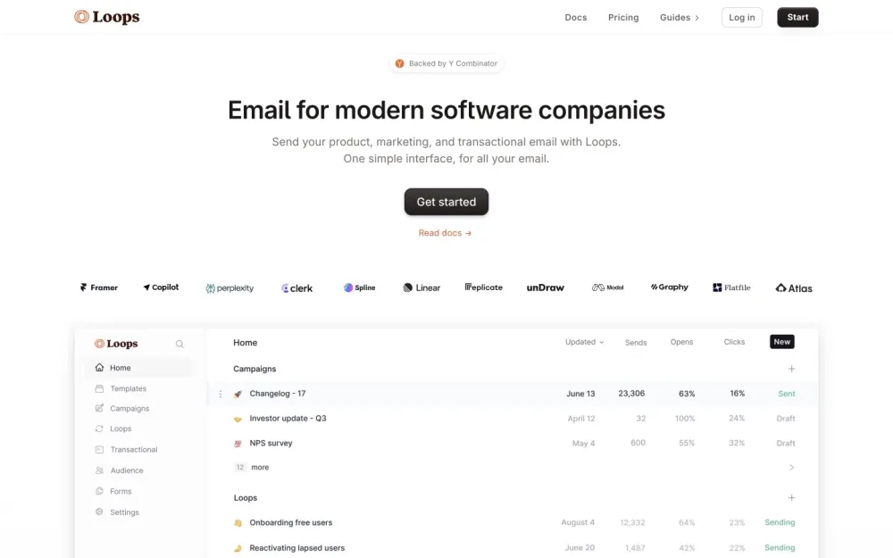 Loops - A modern email solution tailored for software companies