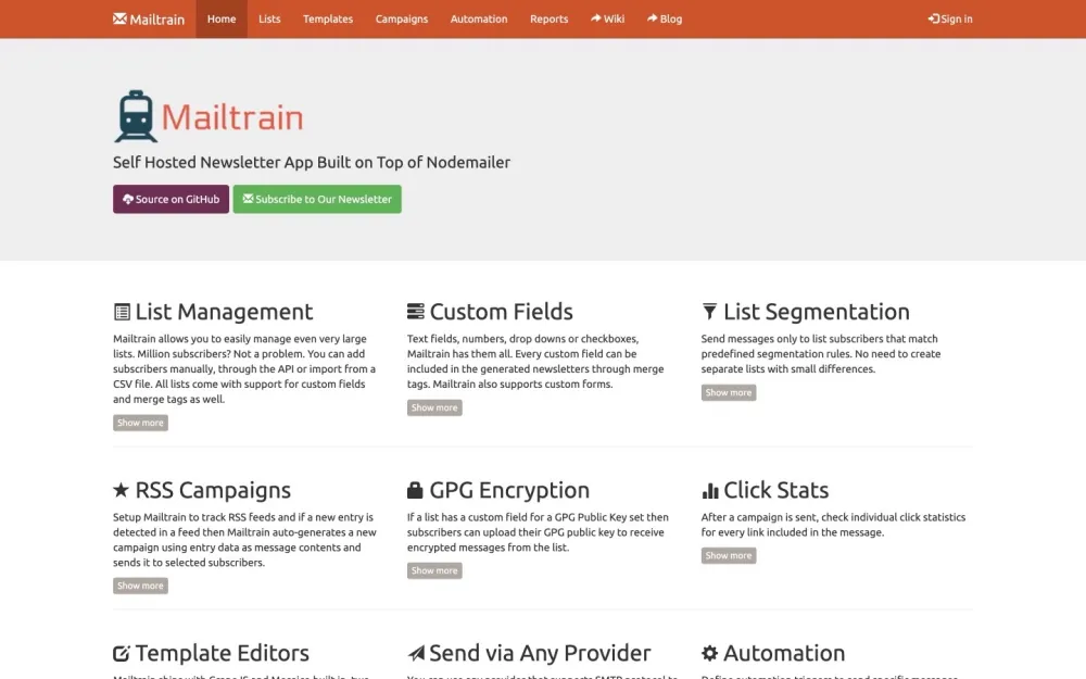 Mailtrain - A self-hosted newsletter application that empowers users to manage their email campaigns