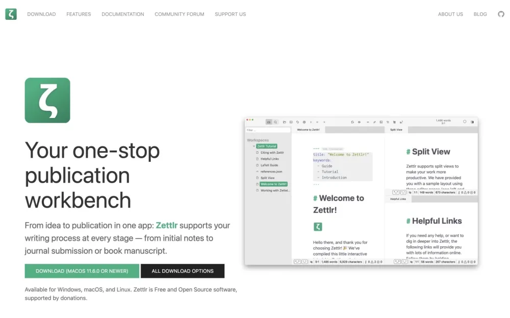 Zettlr - A comprehensive writing tool designed for researchers and writers alike